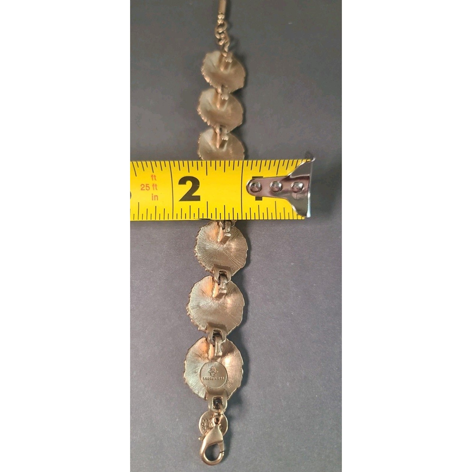 Rare Vintage Loren Hope Goldtone Textured Mcm Sand Dollar Bracelet — image 8 of 8